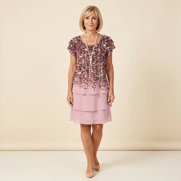 Selena™ | Vestido Fluido Rosa Lentejuelas