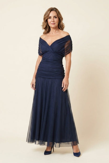 Carlota™ | Vestido Largo Drapeado de Tul