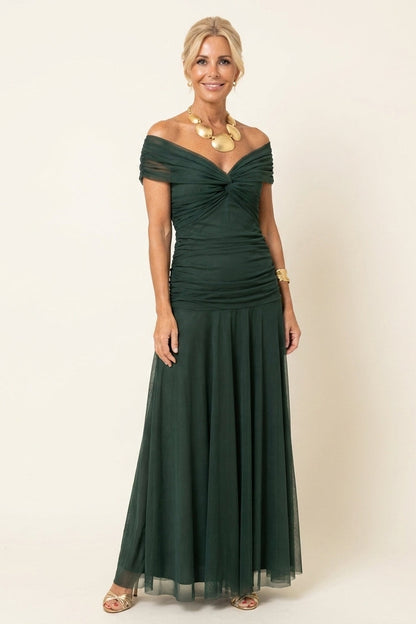 Carlota™ | Vestido Largo Drapeado de Tul