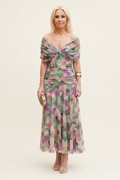 Carlota™ | Vestido Largo Drapeado de Tul
