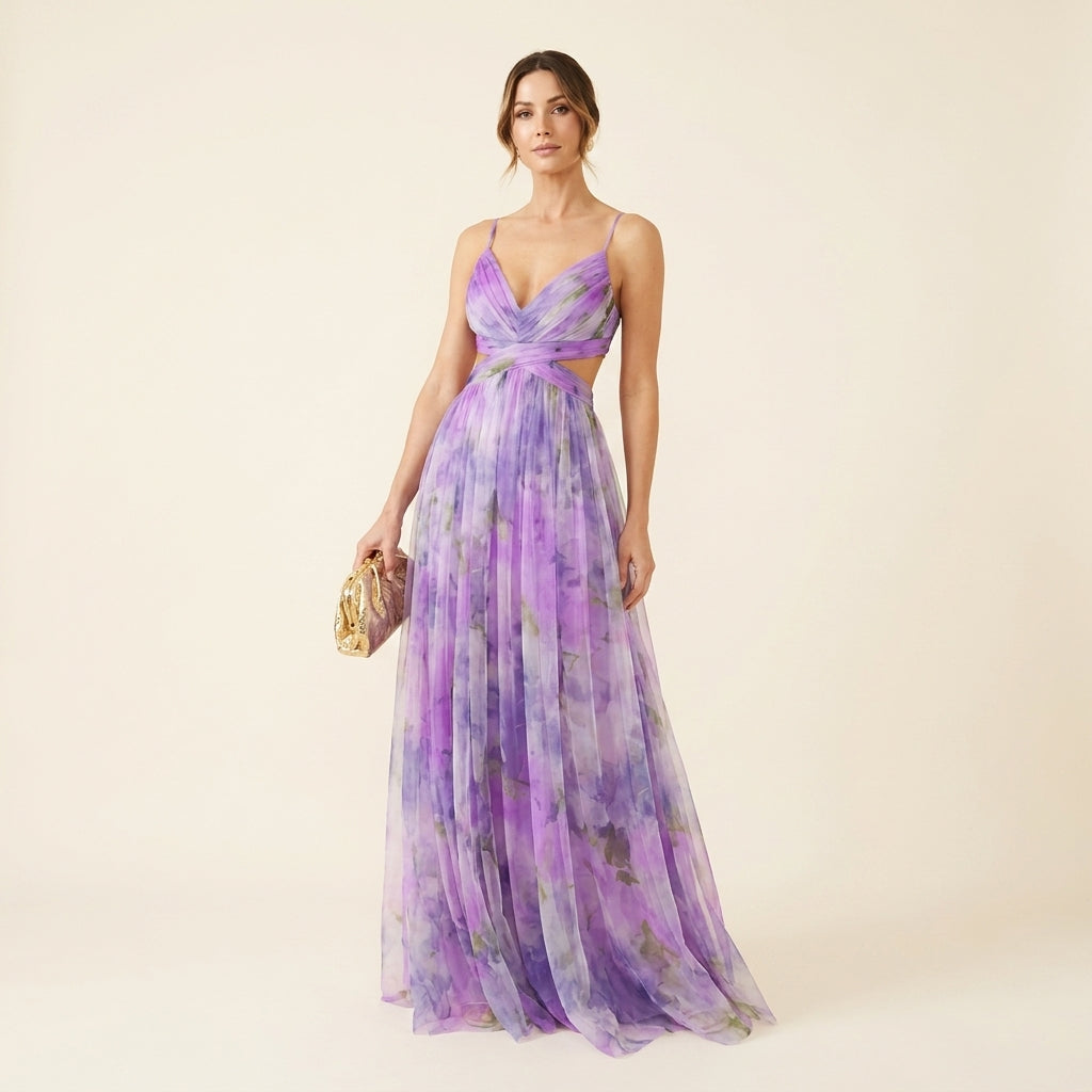 Giselle™ | Vestido Maxi de Gasa con Estampado Floral