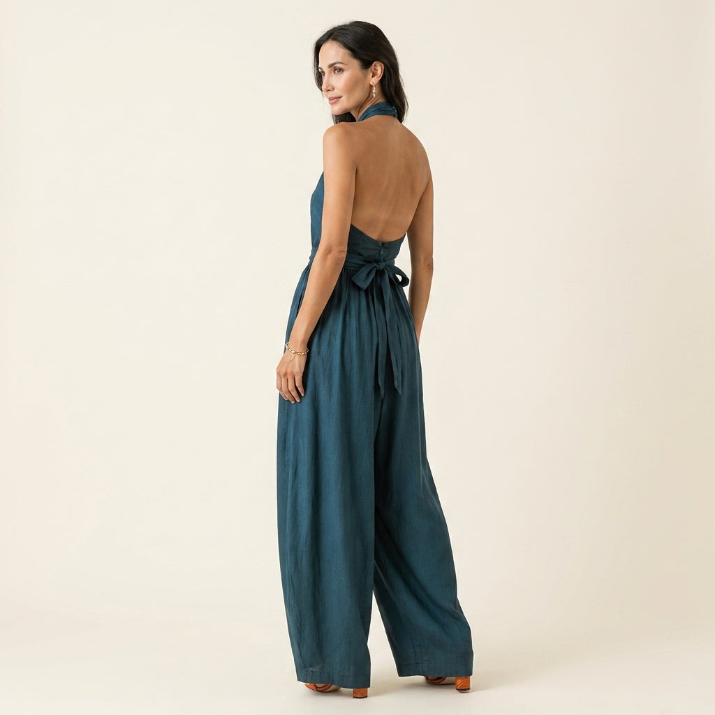 Niara™ | Mono Halter Cruzado Pantalón Ancho