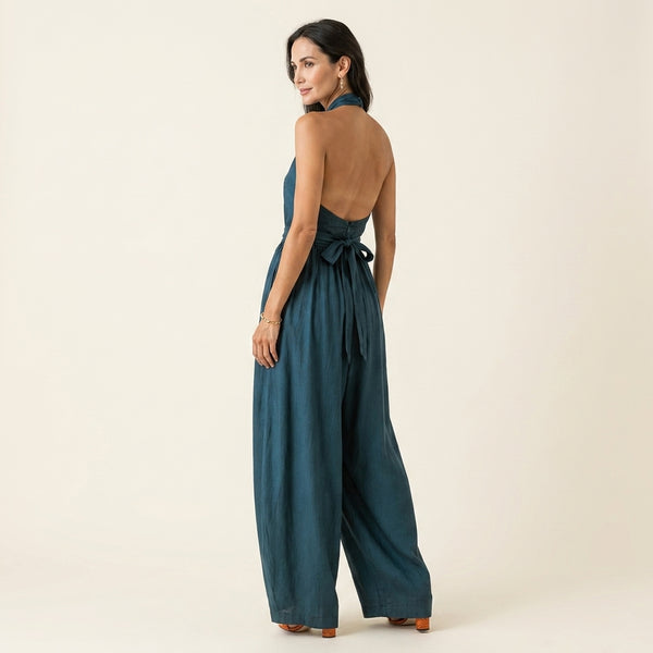 Niara™ | Mono Halter Cruzado Pantalón Ancho