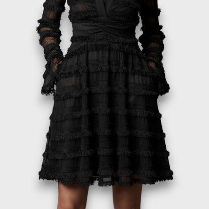 Vestido Parisa | Midi con Flecos y Transparencias