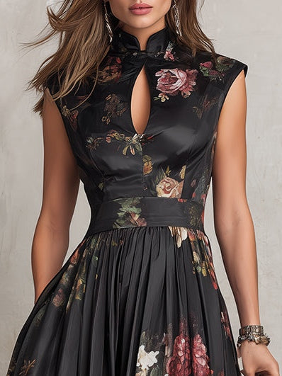 Vittoria™ | Vestido Midi Satinado Plisado Floral