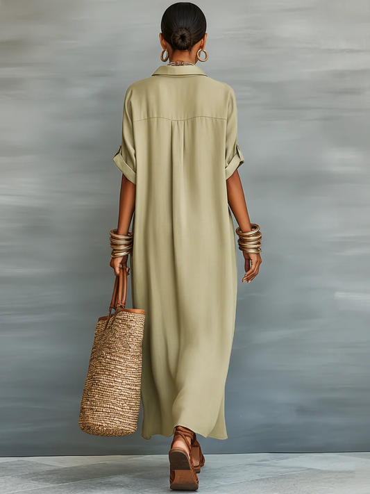 Manelle™ | Vestido Largo Camisero Minimalista