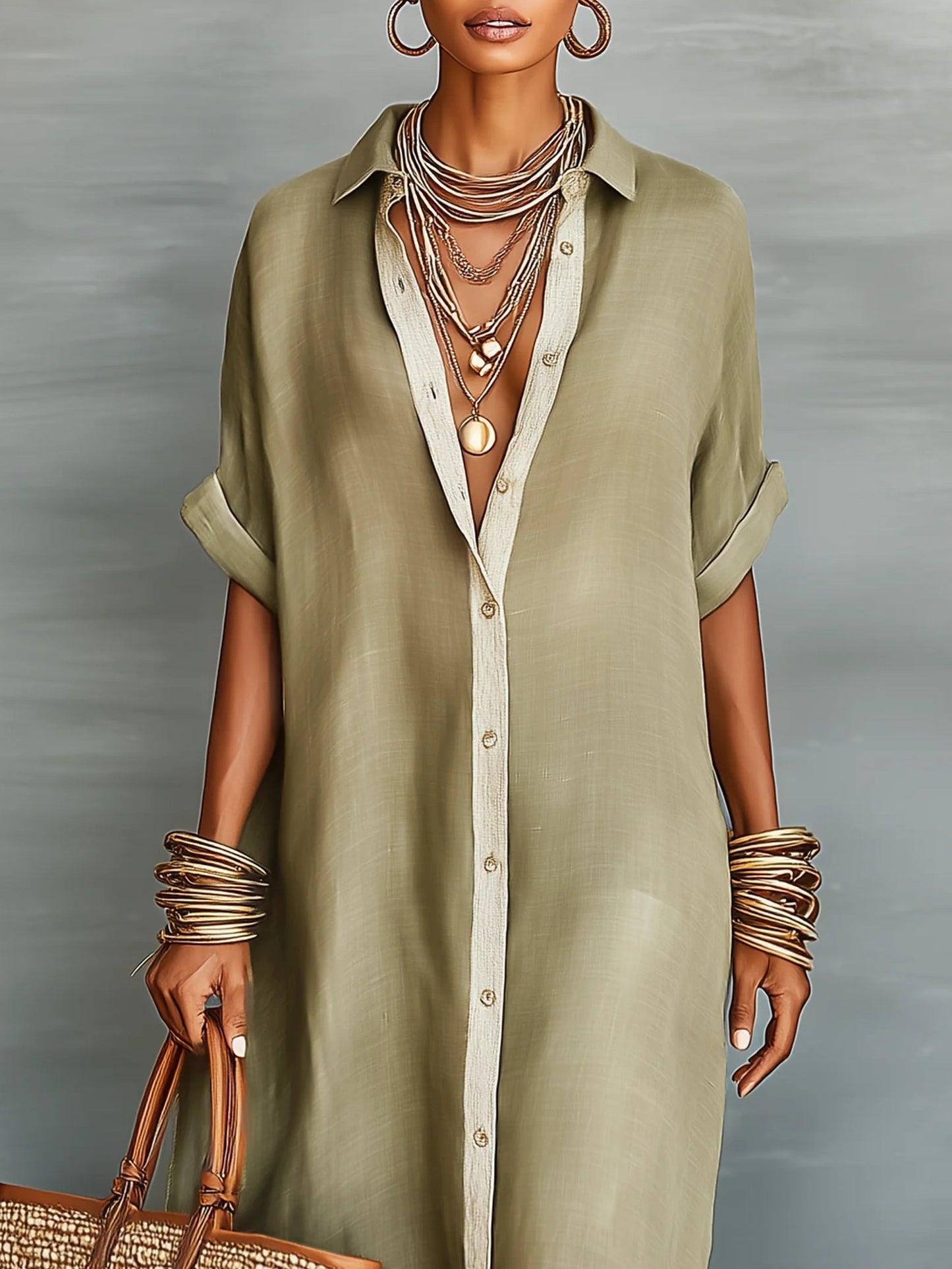 Manelle™ | Vestido Largo Camisero Minimalista