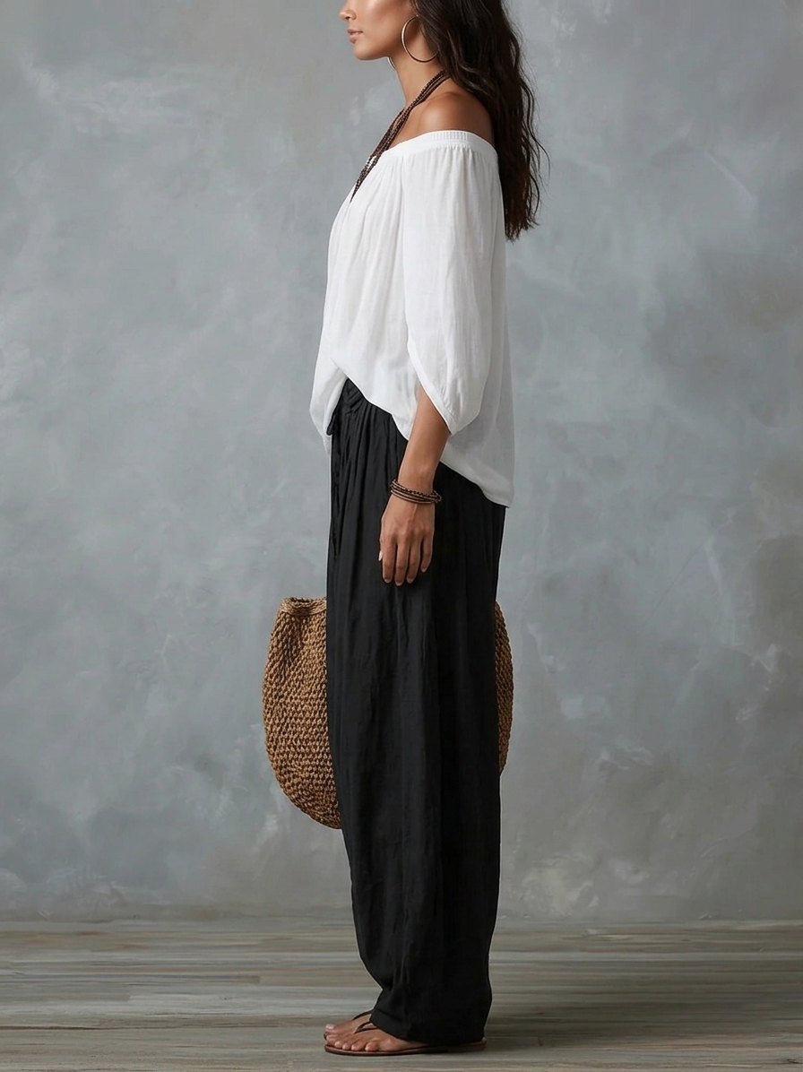Selene™ | Conjunto Hombros Descubiertos y Pantalón Bombacho
