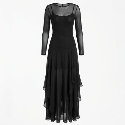 Lidia | Vestido Maxi - Tul Negro Elegante y Corte Fluido