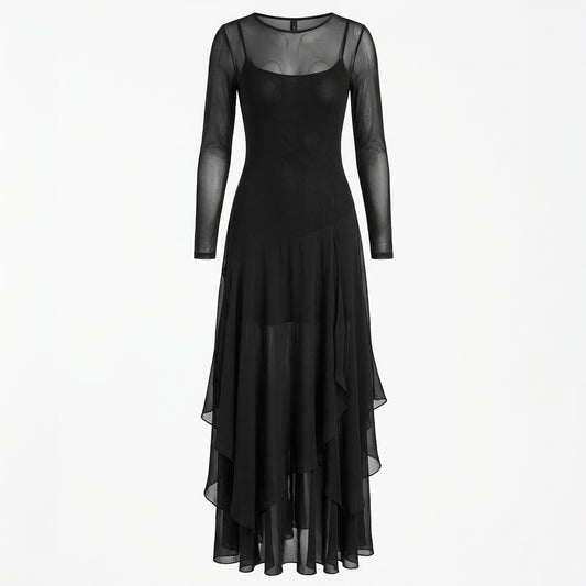 Lidia | Vestido Maxi - Tul Negro Elegante y Corte Fluido