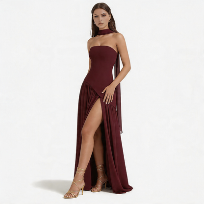 Serena | Vestido Largo de Gala con Corsé Estructurado y Abertura