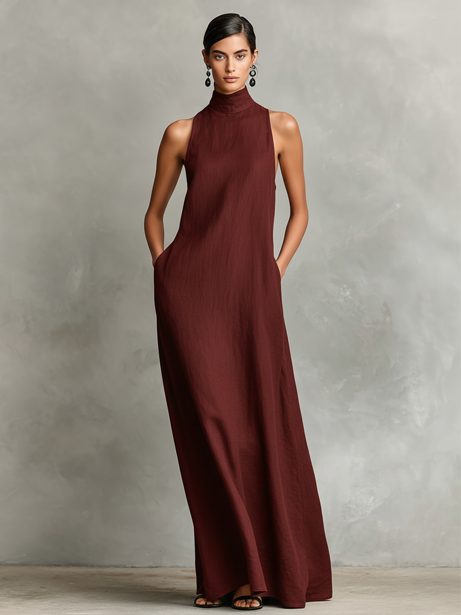 Cloe™ | Vestido Largo de Cuello Alto