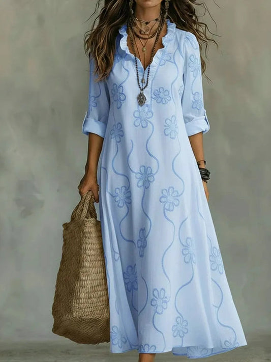 Sienna™ | Vestido Largo de Flores Bordadas