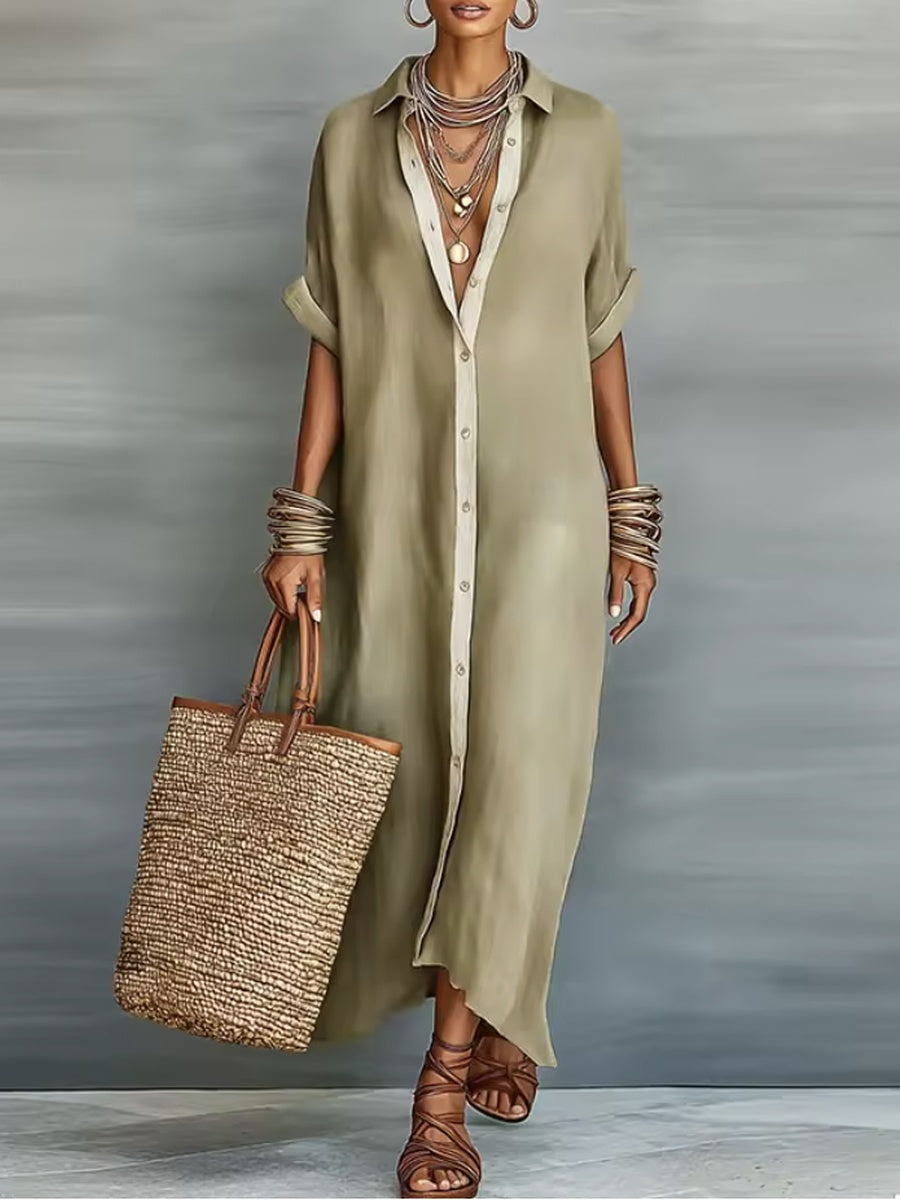 Manelle™ | Vestido Largo Camisero Minimalista